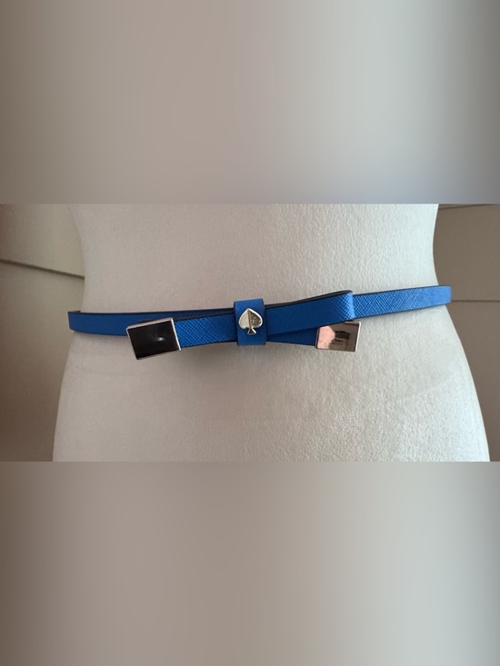 kate spade Electric Blue Slim Leather Bow Belt with Silver Hardware main image 4